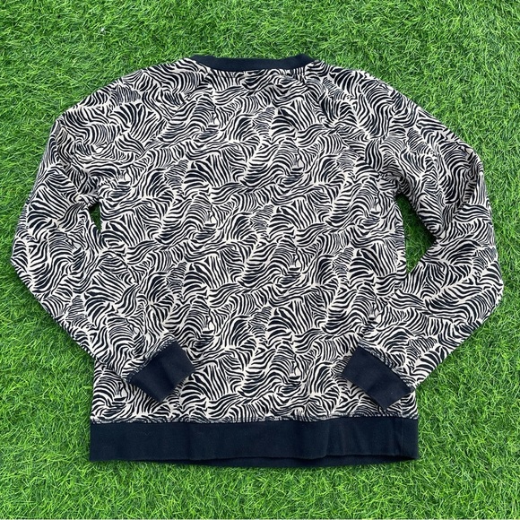 Boden The Sweatshirt Milkshake Pink and Navy Ripple Wave Fleece Pullover Size XS - Picture 3 of 7